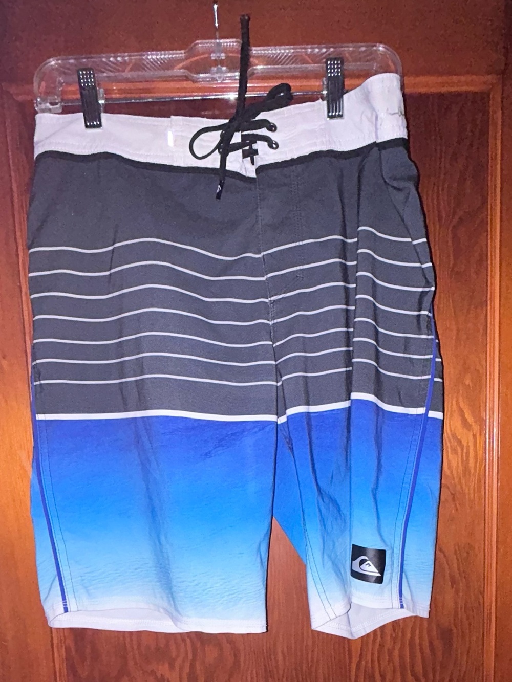 Quiksilver Black and Blue Gradient Stripe Boardshorts
